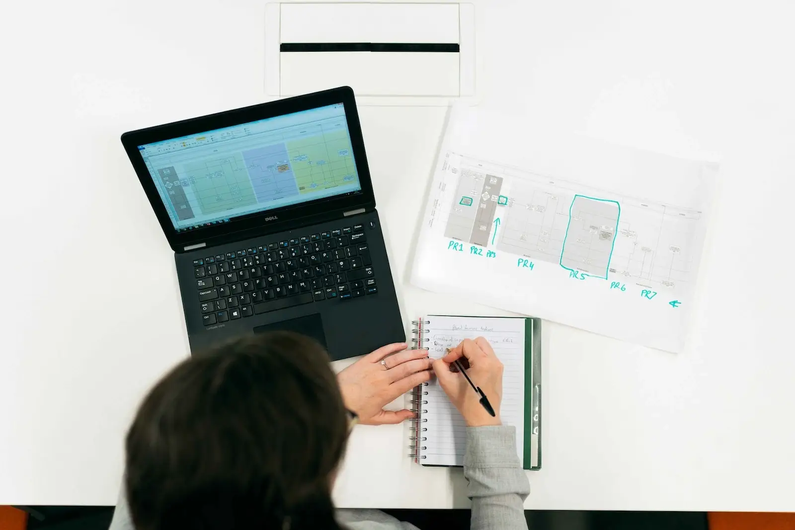 woman using notepad